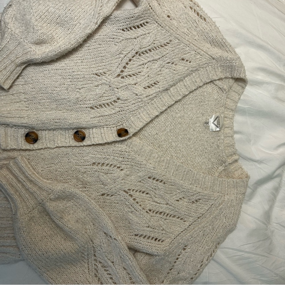 Women's Cream Sweater with Button Detail